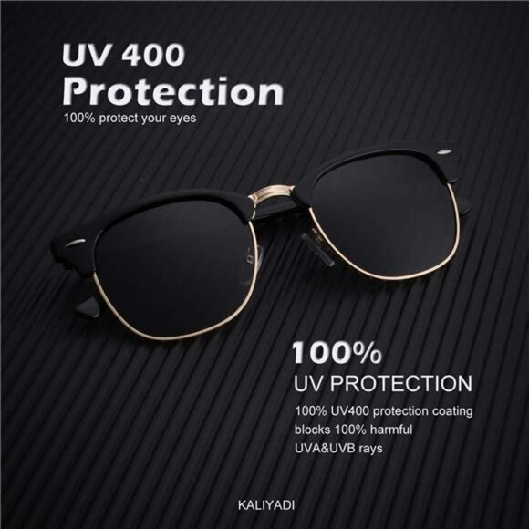 Polarized Sunglasses Men Women UV Protection Retro Driving Semi Rimless Shades - Picture 2 of 7